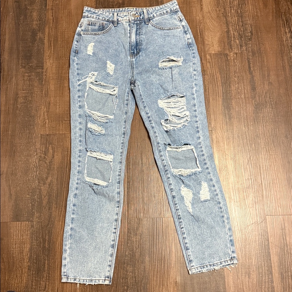 SHEIN Damaged Skinny Jeans